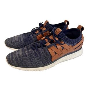 Cole Haan Mens Grandmotion Stitchlite Woven Navy Leather Sneaker Shoes Size 9.5